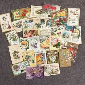 Vintage Antique Christmas Postcards From 1910-1915 Lot Of 31 Most With Stamps